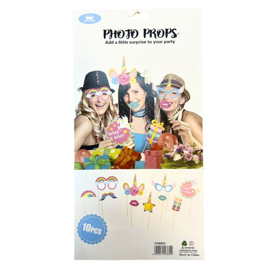 10pc Photo Booth Props Set (Unicorn)