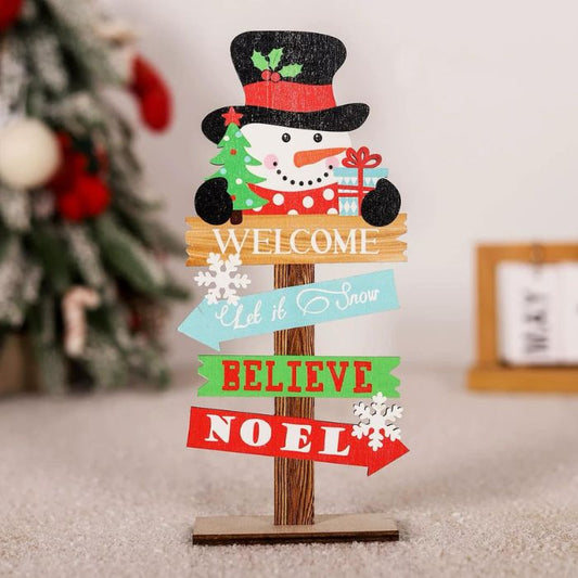 10x22cm Wooden Christmas Direction Stand