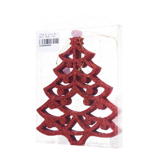 12cm Glitter Christmas Tree Hanging Decoration HS041 (5pcs)