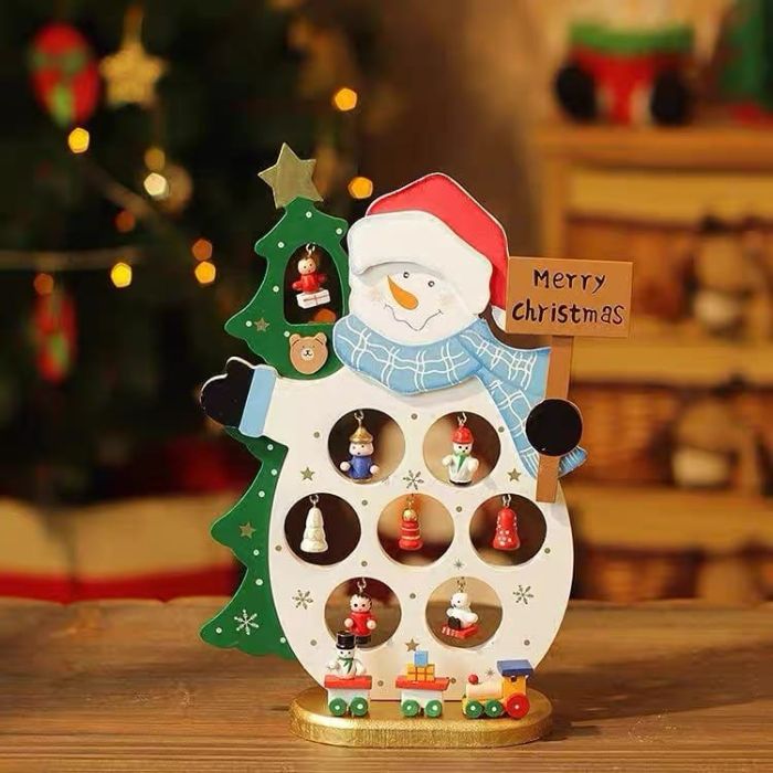 Wooden Snowman Table Display Y01118