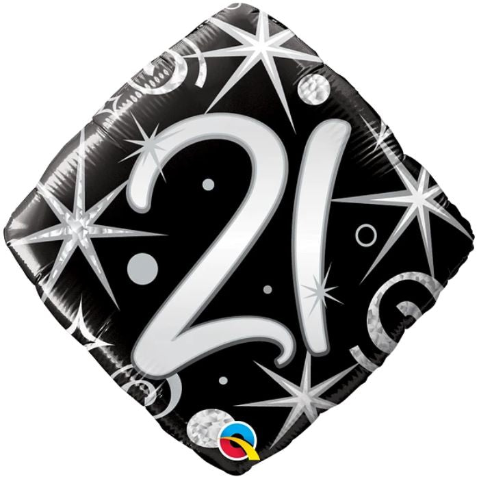18 Inch Diamond Foil Balloon 21 Elegant Q29998