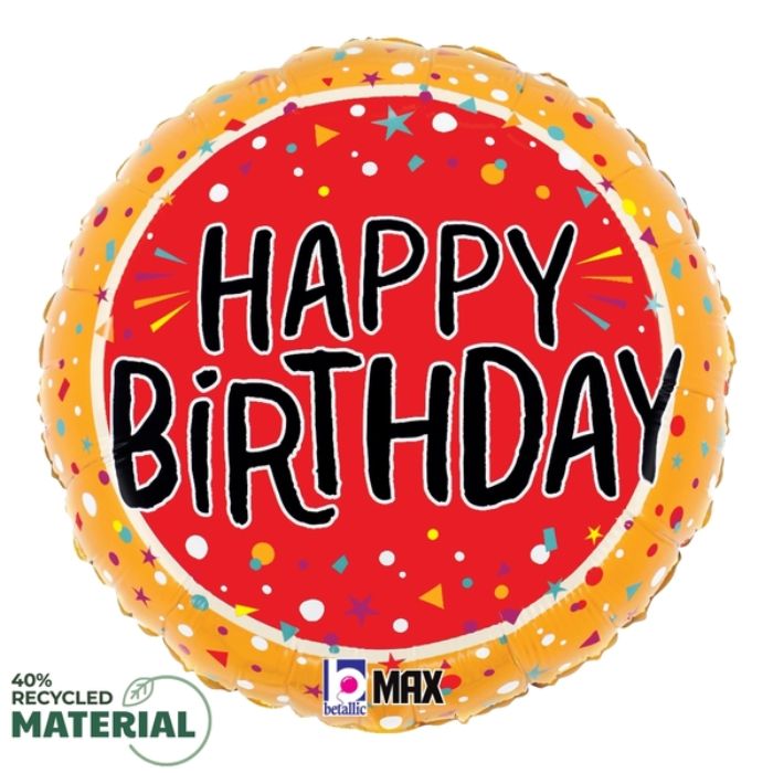 18 Inch Round Birthday Fun Confetti Foil Balloon BL26365P