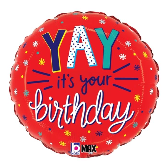 18 Inch Yay It's your Birthday Round Foil Balloon BL26291P
