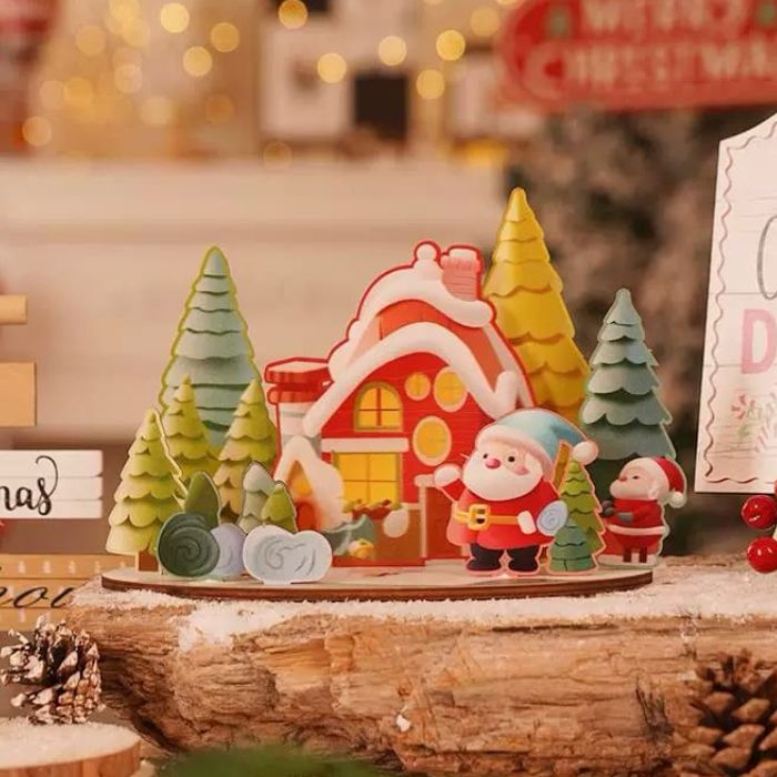 21x15cm Wooden Christmas House Tabletop Decoration