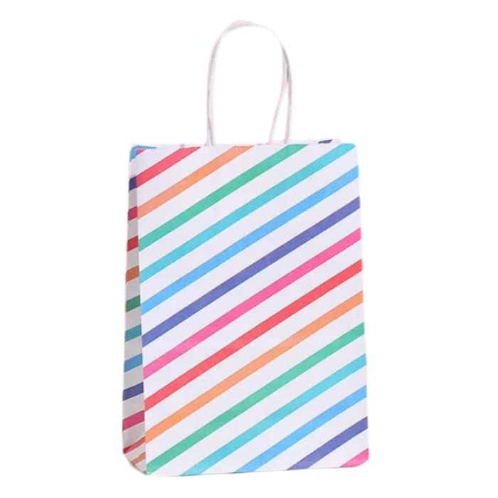 Striped Colorful Kraft Paper Bag (Rainbow)