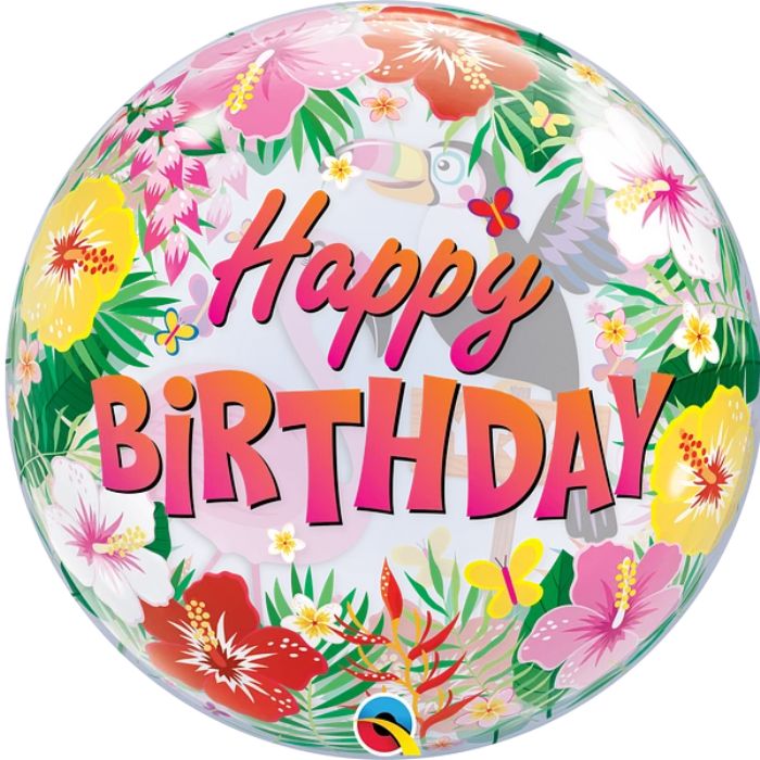 22 Inch Tropical Birthday Flamingo Bubble Balloon Q87740