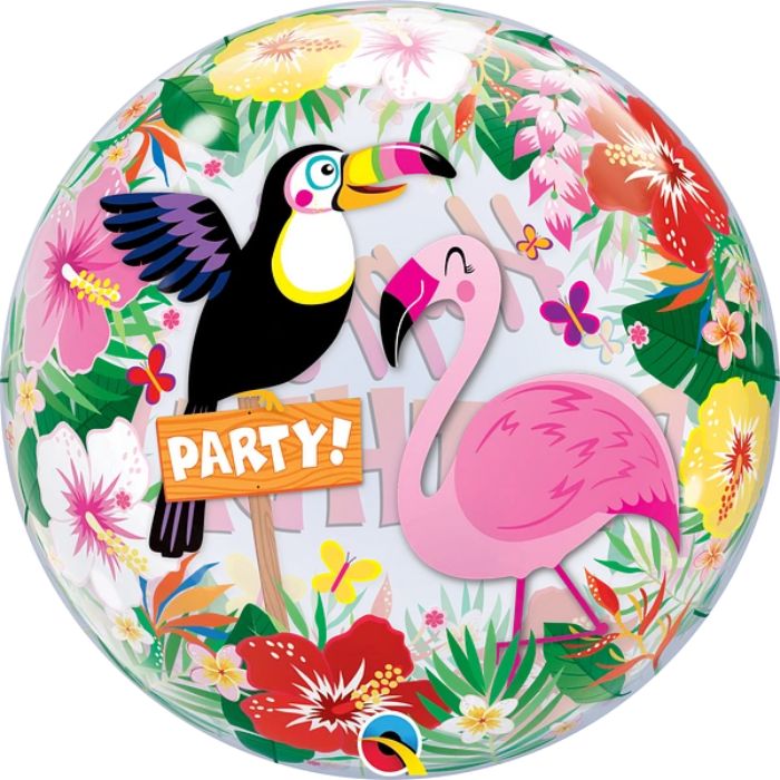 22 Inch Tropical Birthday Flamingo Bubble Balloon Q87740