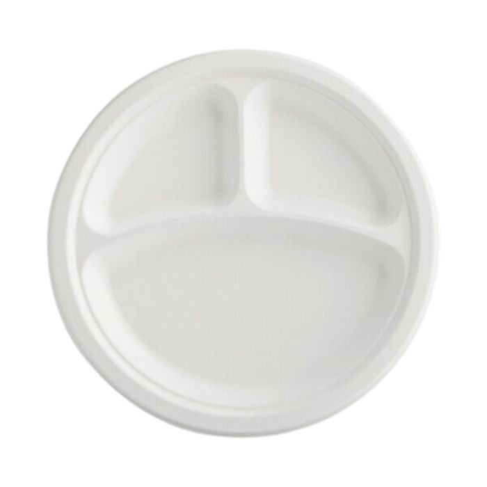 Biodegradable Sugarcane Pulp Compartment Plates (25pcs)