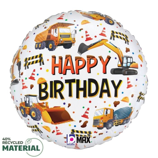 18 Inch Construction Equipment Birthday Round Foil Balloon B26468