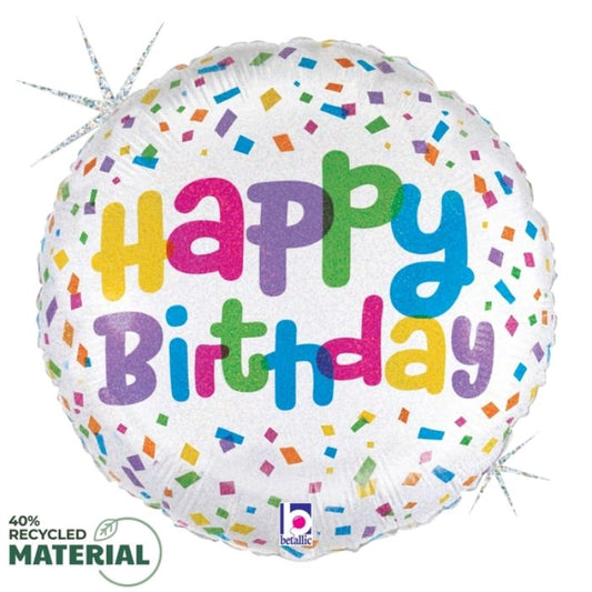 18 Inch Confetti Birthday Round Foil Balloon B26519
