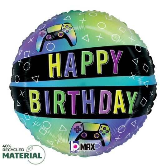 18 Inch Vivid Gaming Birthday Round Foil Balloon B26535