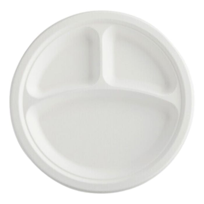 Biodegradable Sugarcane Pulp Compartment Plates (25pcs)