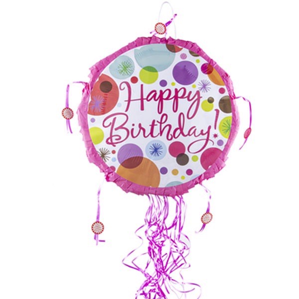 Pink Birthday Round Pinata