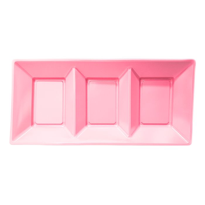 3 Compartment Rectangle Plastic Plates (3pc)