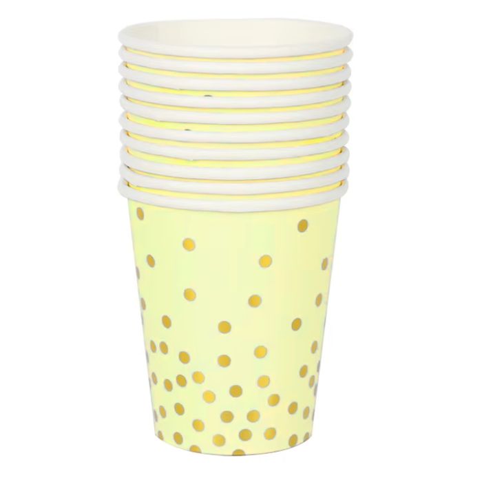8oz Shiny Gold Dots Paper Cups (10pcs)