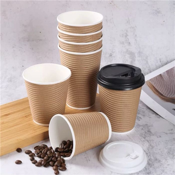 8oz Thick Brown Spiral Wall Hot Paper Cups (25pcs)
