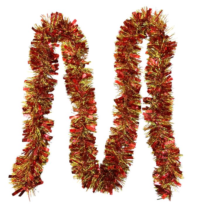 9cm 2m Mixed Tinsel (Red Gold)