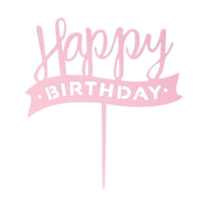 Acrylic Happy Birthday Banner Cake Topper