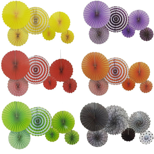 6pc Paper Fan Set Decoration