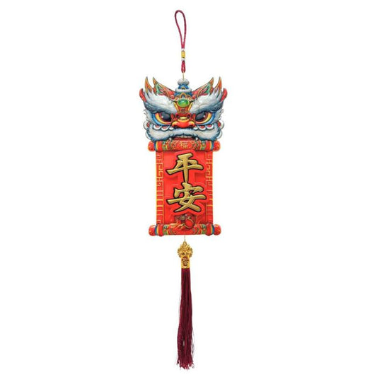 CNY 17x30cm 3D Lion Dance Scroll Words Decoration