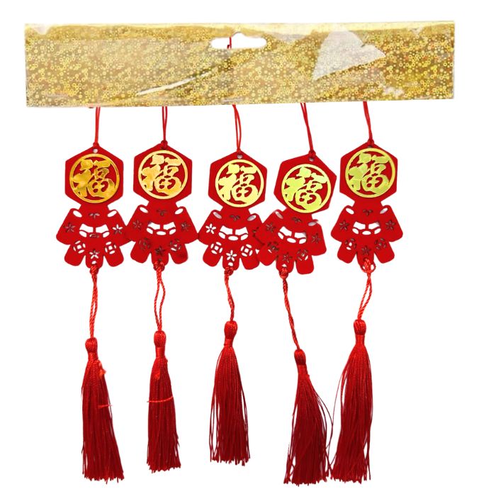 CNY Non-woven Acrylic Mini Hanging Decoration 5pcs