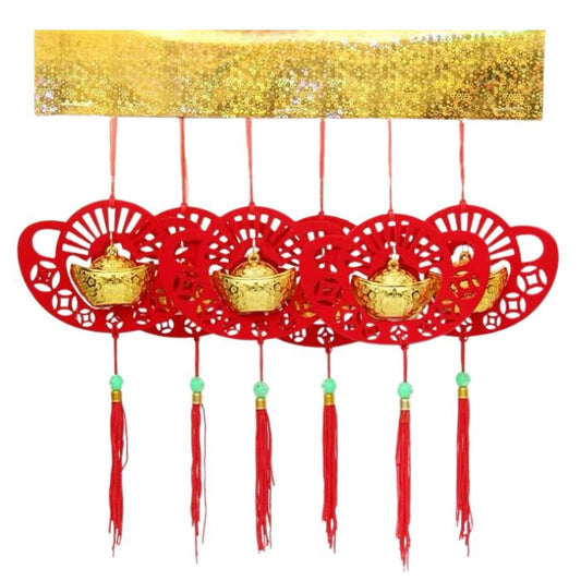 CNY Non-woven Gold Mini Hanging Decoration 6pcs