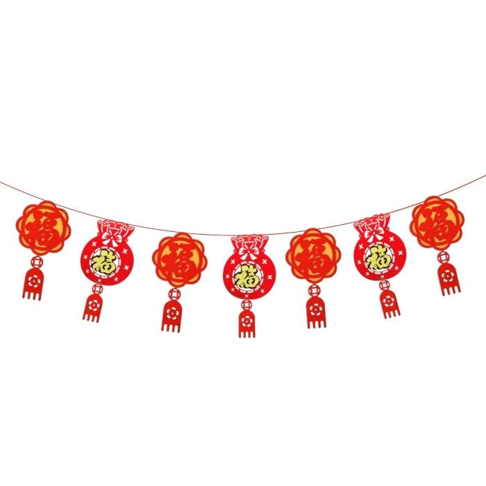 CNY Velvet Non-Woven Money Bag Fu Garland