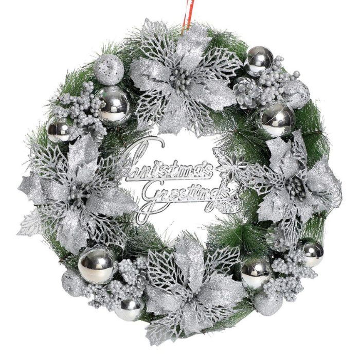 Christmas Glitter Pine Wreath GP21 (Silver)