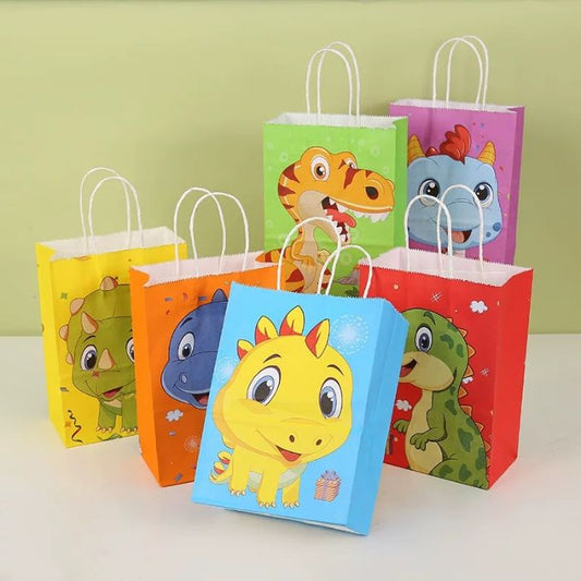 15cm X 21cm X 8cm Cartoon Dinosaur Kraft Paper Bag