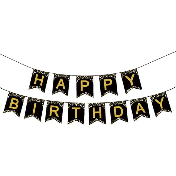 Glitter Paper Flag Happy Birthday Banner (assorted)