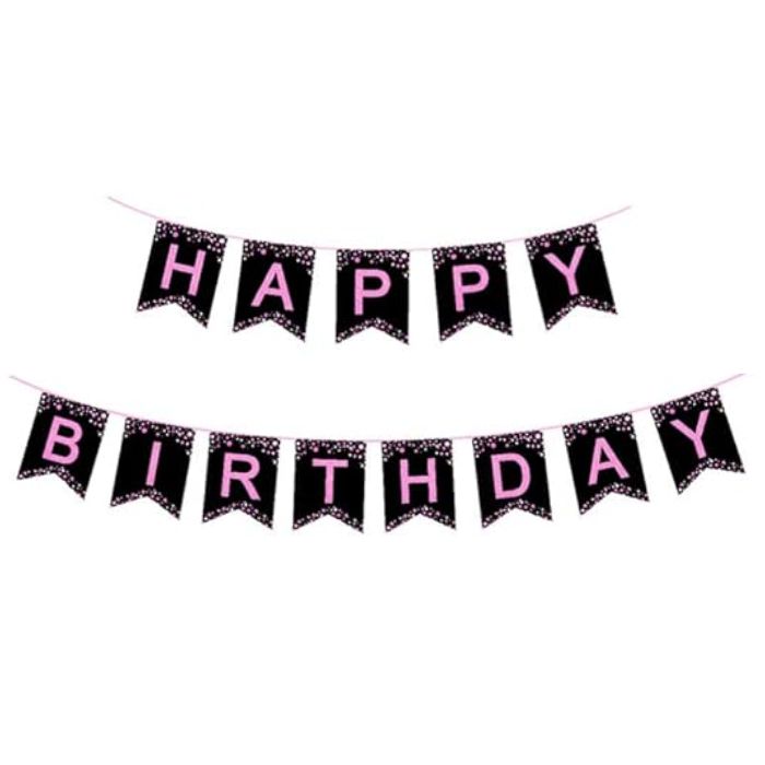 Glitter Paper Flag Happy Birthday Banner (assorted)