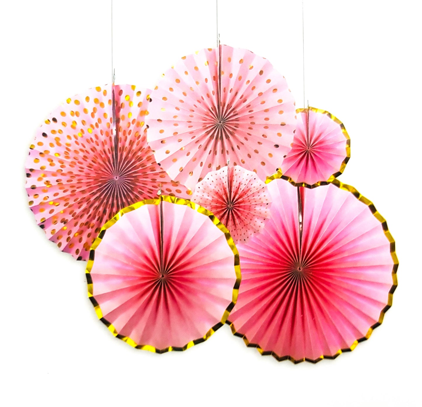 6pc Shiny Edge Paper Fan Set