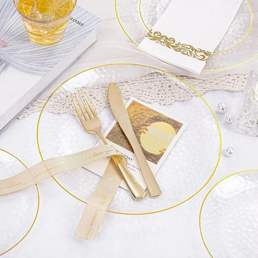 Premium Transparent Plastic Plates with Shiny Rim