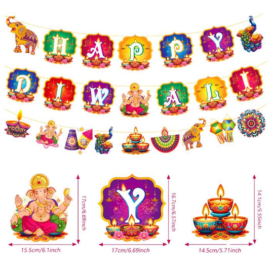 HD Happy Diwali Banner (Elephant,Peacock)