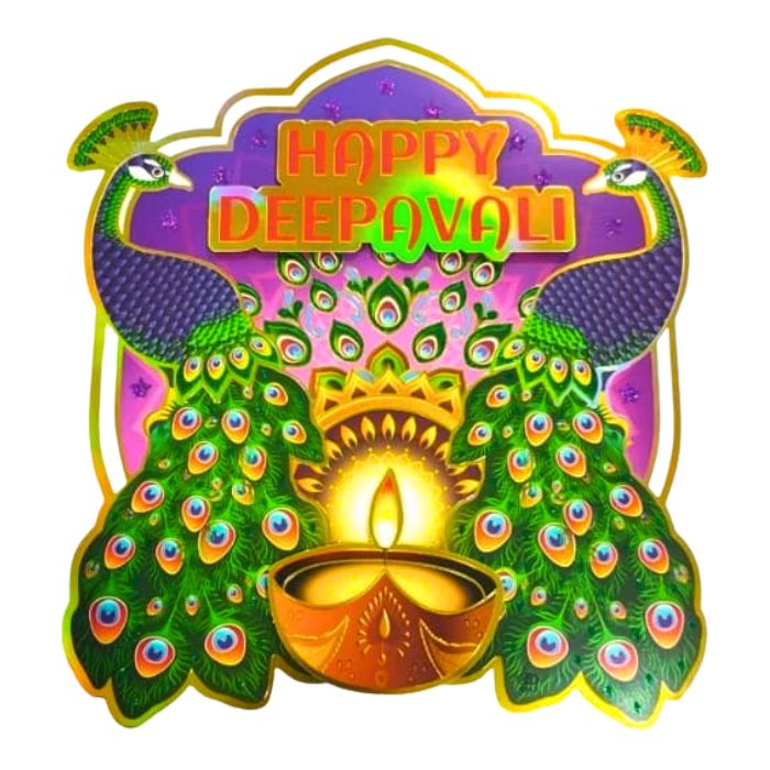 37x35cm Happy Deepavali Peacock Glitter Decoration Y99