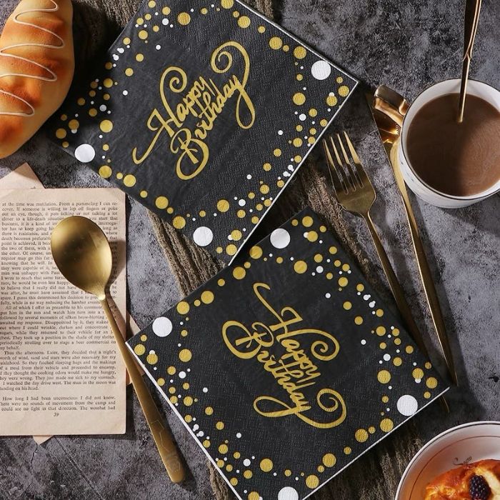 Happy Birthday Napkin (Gold) 20pcs
