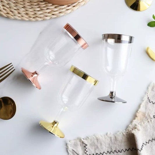 Shiny Rim Plastic Wine Glass (6pcs)