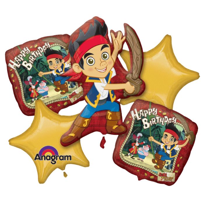 Jake & the Neverland Pirates 5pc Foil Balloon Bouquet A27528