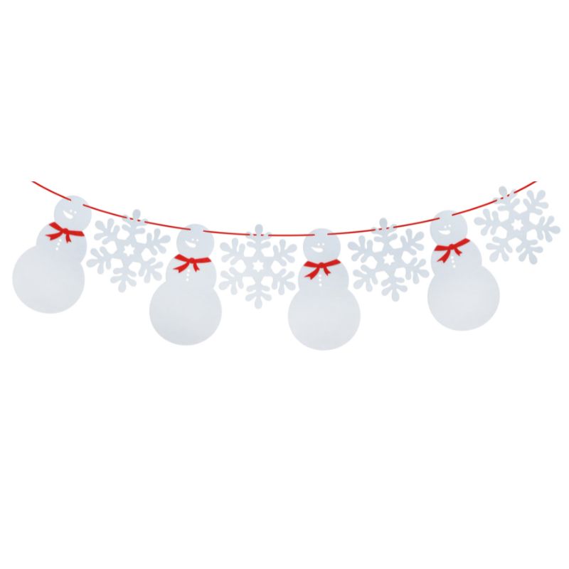 Non-woven White Snowman & Snowflake Christmas Garland