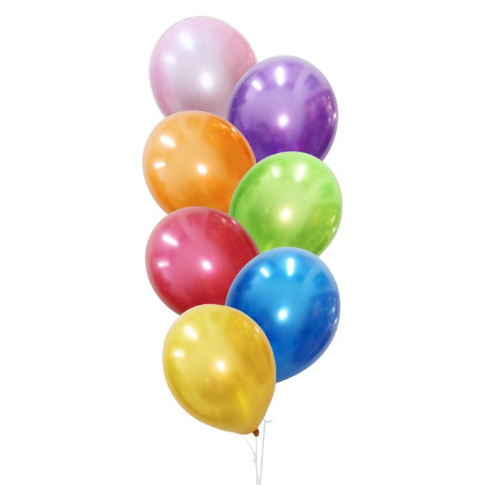 7 Pc Metallic Rainbow Helium Latex Balloon Bouquet