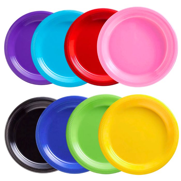 Solid Color Round Plastic Plates