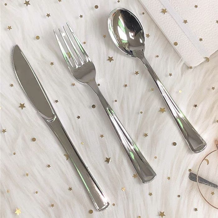 Shiny Silver Plastic Utensils