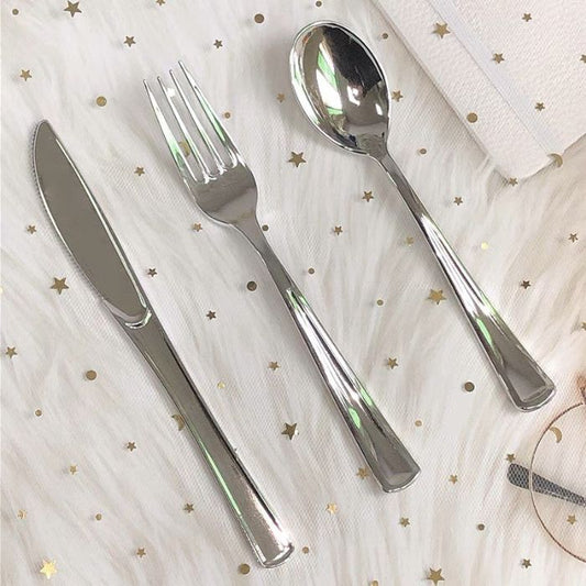 Shiny Silver Plastic Utensils