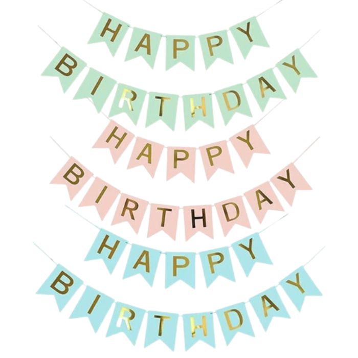Paper Flag Happy Birthday Banner (Assorted)