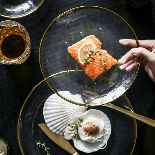 Premium Transparent Plastic Plates with Shiny Rim