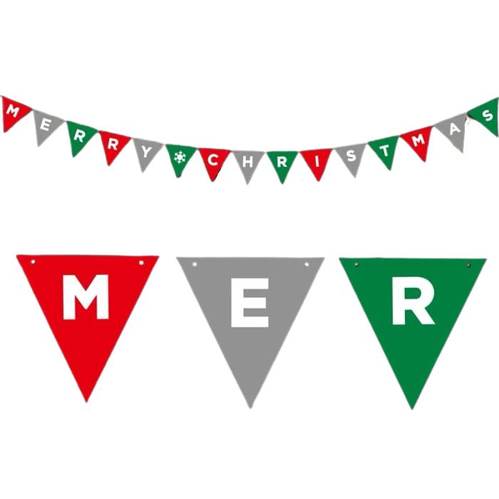 Non-woven Merry Christmas Triangle Flag Bunting