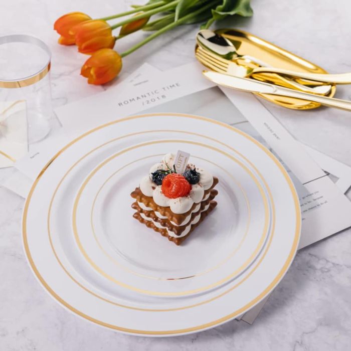 Premium Plastic Plates (Shiny Rim) (10pcs)