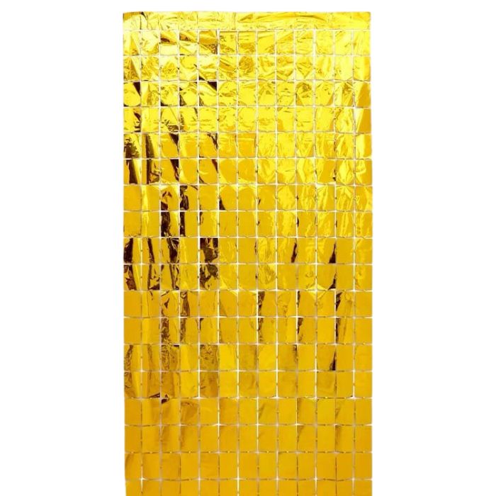 Shiny Foil Metallic Squares Tinsel Party Backdrop