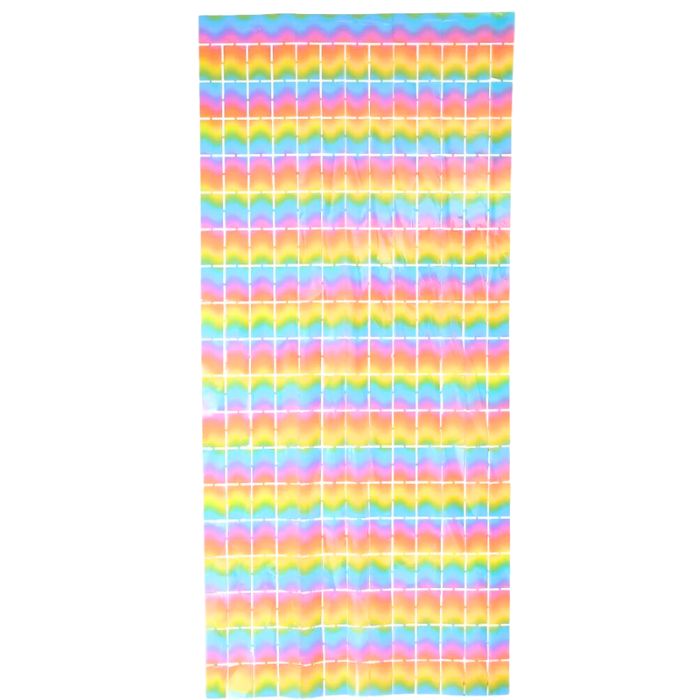 Rainbow Squares Tinsel Party Backdrop