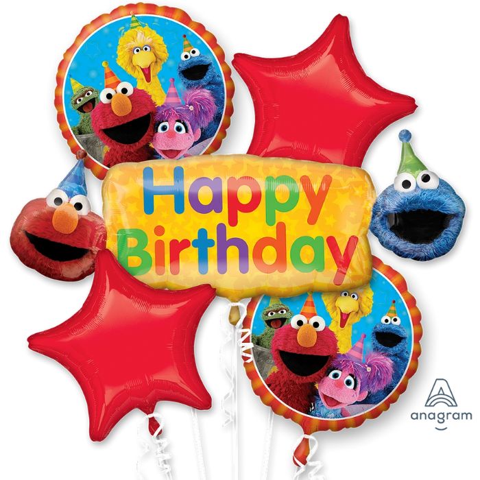 Sesame Street Birthday Balloon 5pc Bouquet A34398
